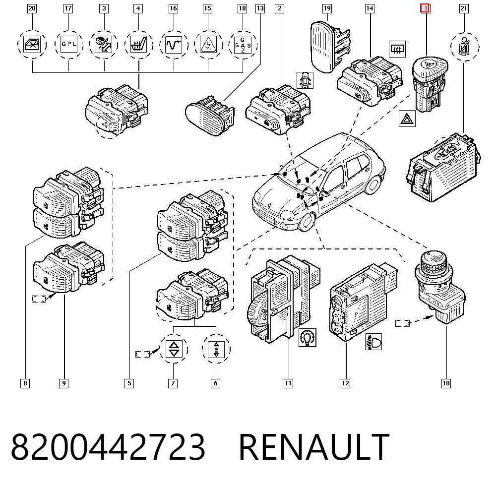 8200442723 Renault (RVI) Botón de emergencia