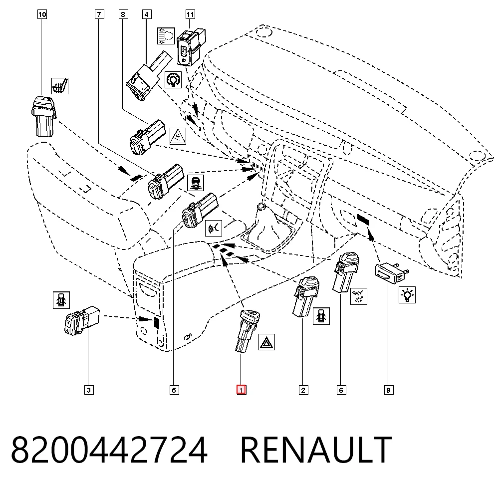 8200442724 Renault (RVI) Botón de emergencia