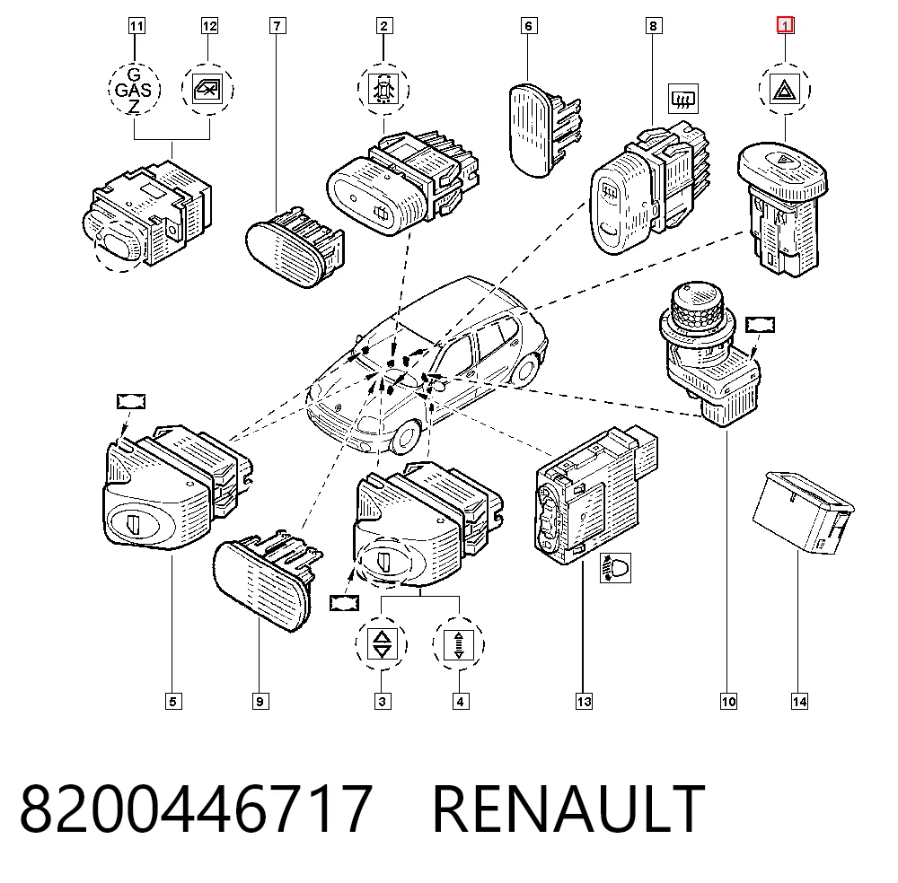 8200446717 Renault (RVI) Botón de emergencia