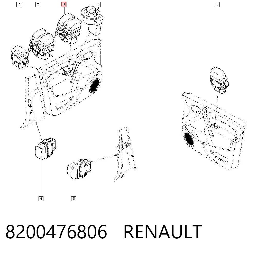 8200476806 Renault (RVI) Unidad de control de elevalunas delantera izquierda