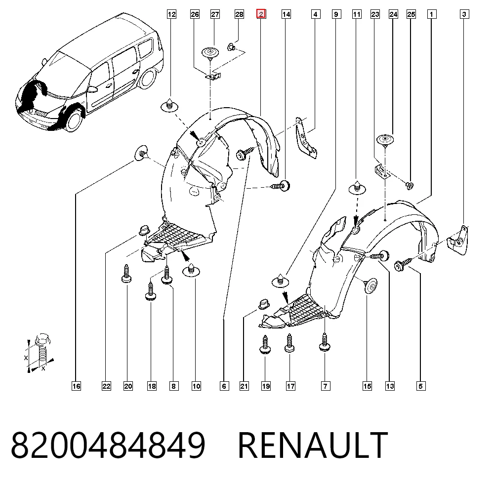 Paso de rueda delantero derecho 8200484849 RENAULT