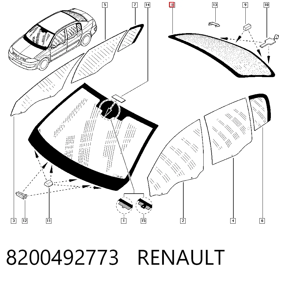 Luna trasera para Renault Megane LM0, LM1