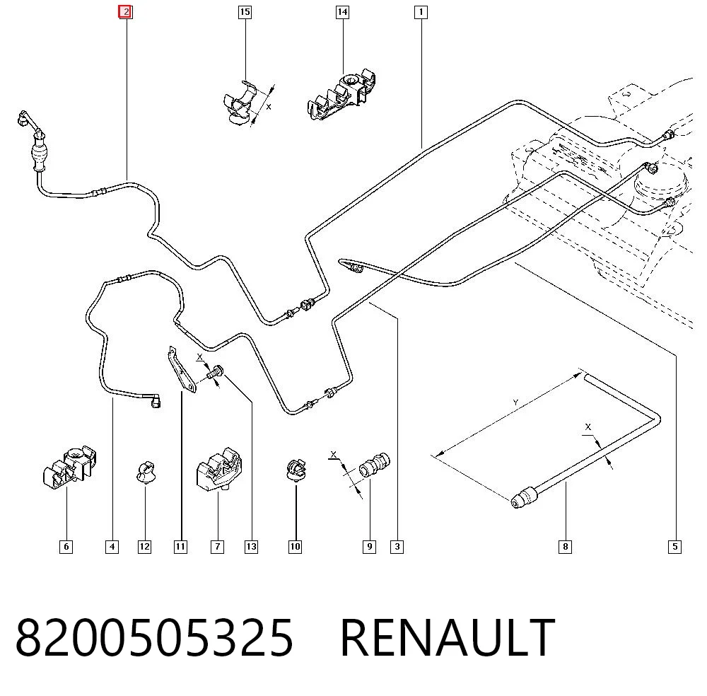 Tubo de combustible, del depósito al filtro de combustible 8200505325 RENAULT