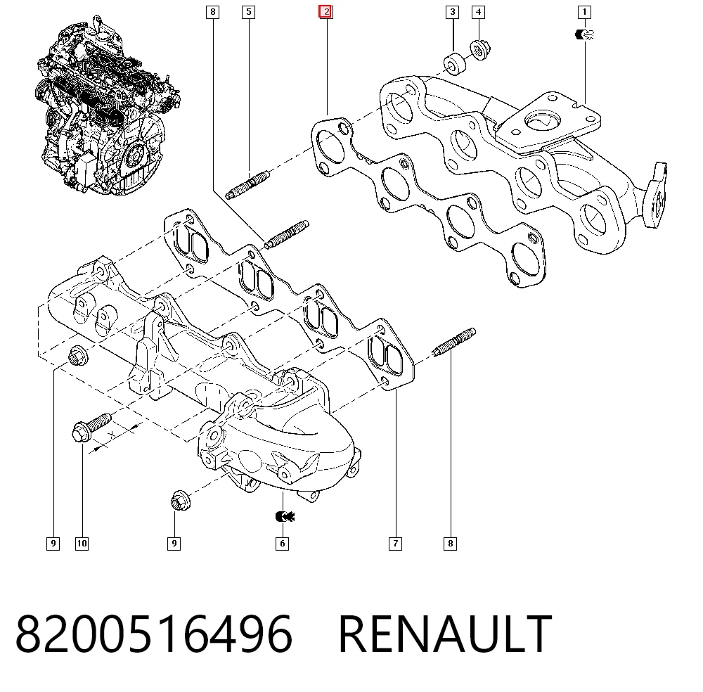 Junta de colector de escape para Renault Koleos  (HY0)
