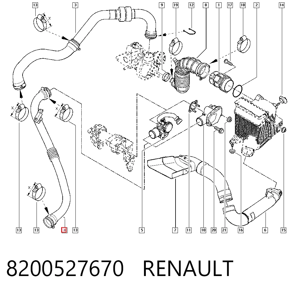 8200527670 Renault (RVI) Manguera del intercooler