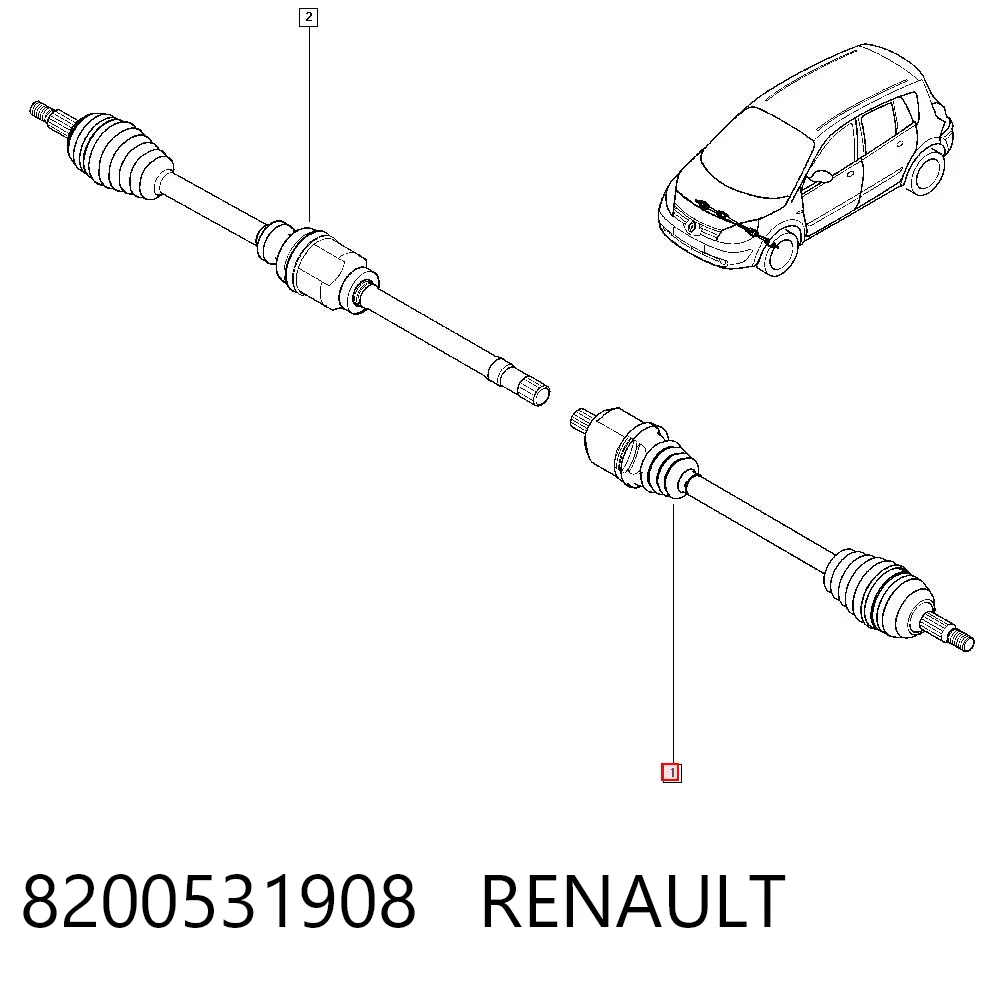 Semieje delantero izquierdo 8200531908 RENAULT