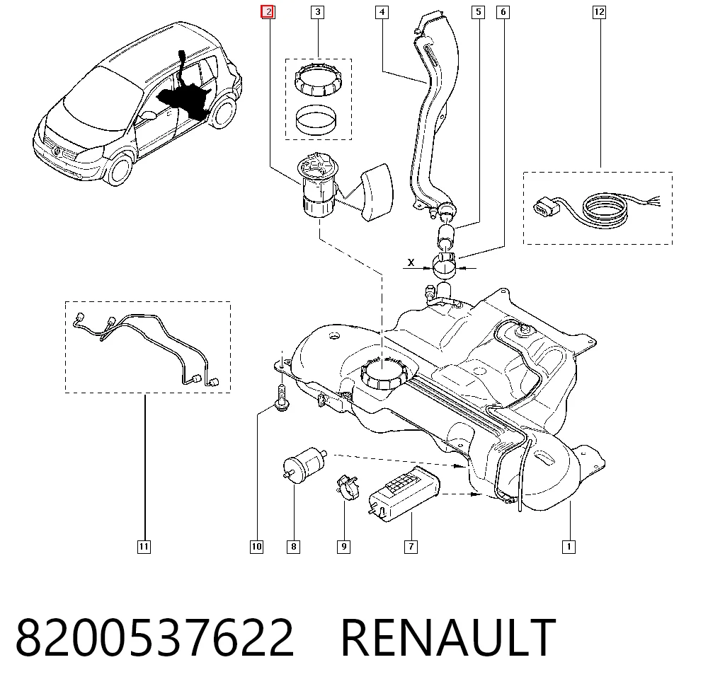 Módulo de bomba de combustible con sensor de nivel de combustible 8200537622 RENAULT