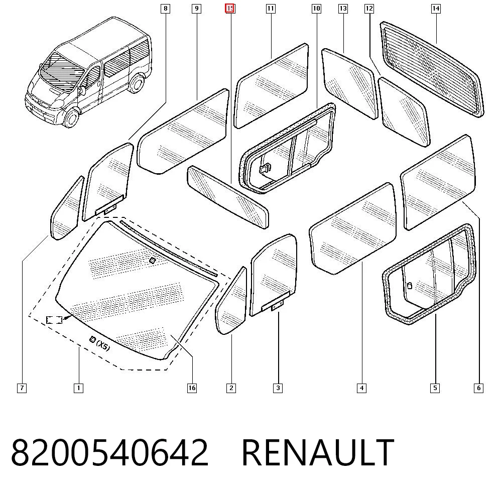 Vidrio trasero Renault Trafic II (2001-2014)