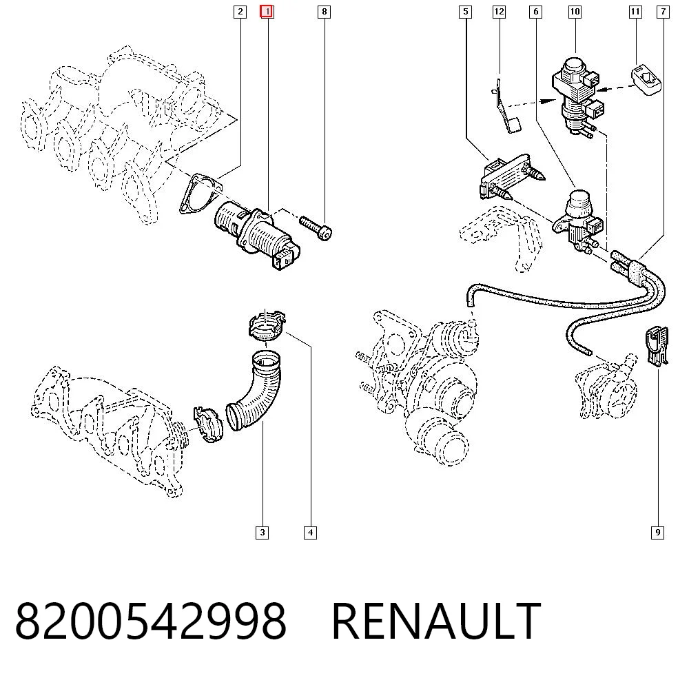 8200542998 Renault (RVI) Válvula EGR