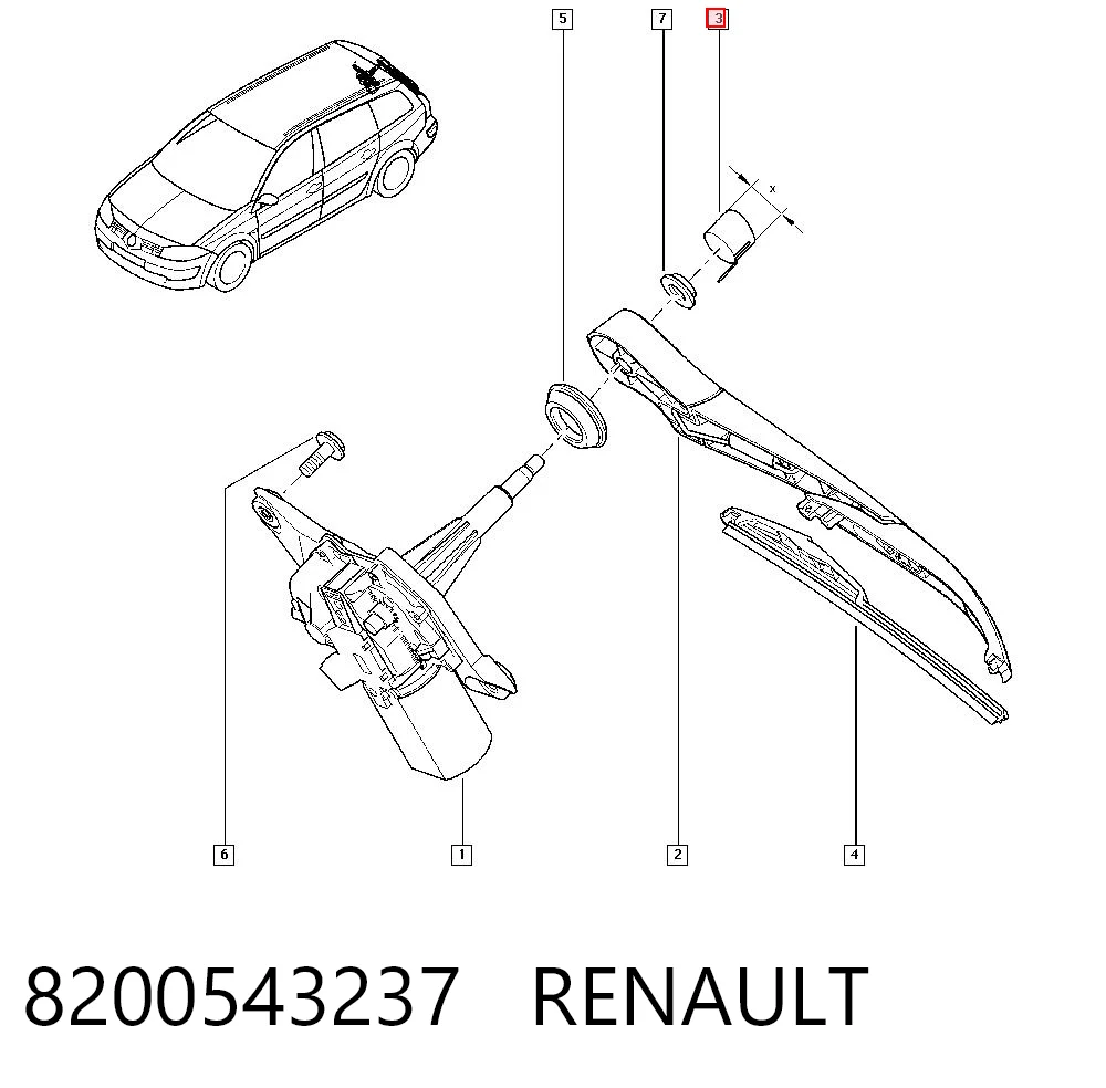 Escobilla del limpiaparabrisas trasero 8200543237 RENAULT