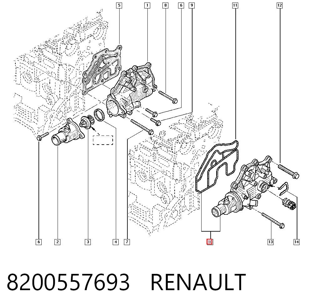 8200557693 Renault (RVI) Caja del termostato