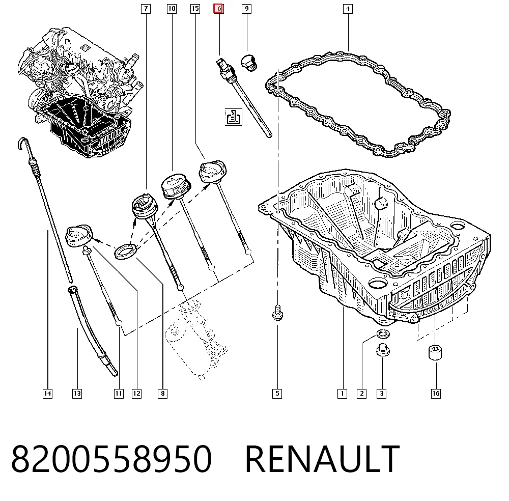 Sensor del nivel de aceite del motor Renault Clio II