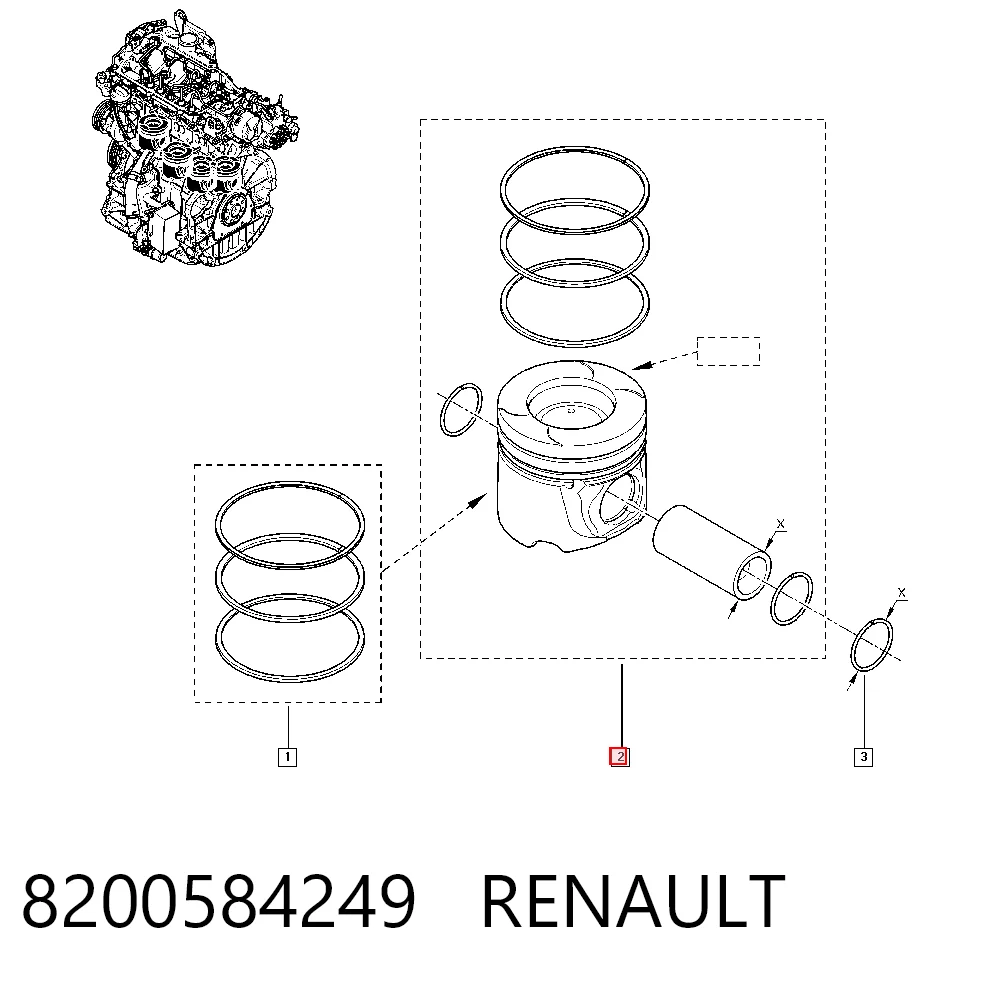 Pistón completo para un cilindro, STD 8200584249 RENAULT
