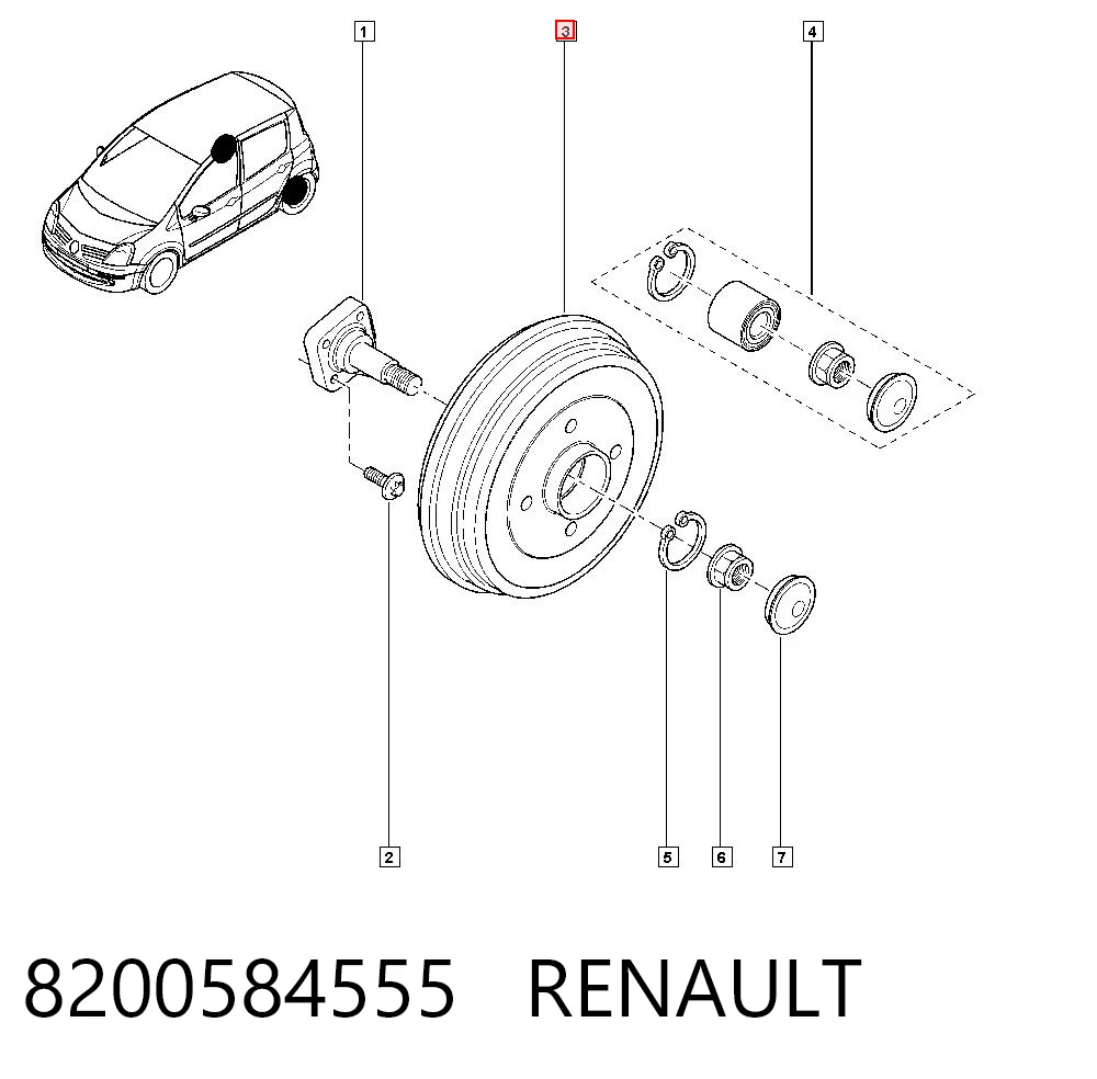 Tambor de freno trasero 8200584555 RENAULT