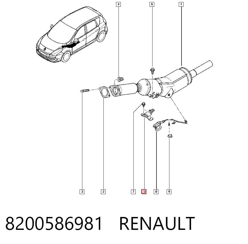 Almohadilla de montaje del silenciador Renault Megane III (KZ0, KZ1)