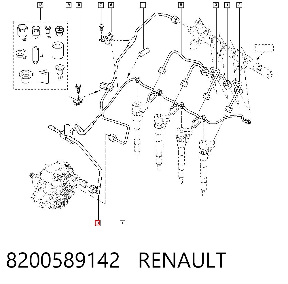 8200589142 Renault (RVI) Tubo flexible, combustible de fuga 