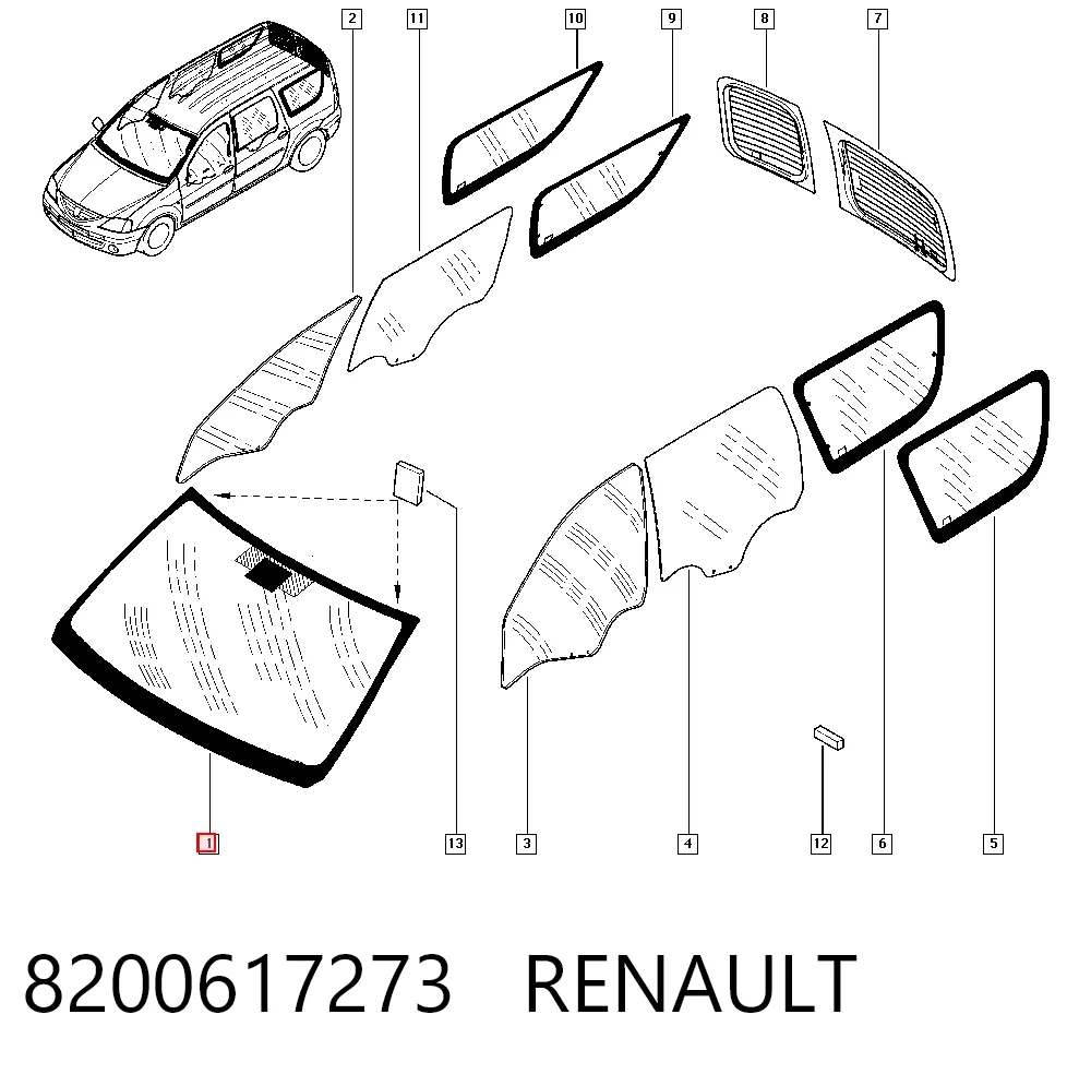 Cristal parabrisas Dacia Logan I sedán (LS) (2004 - 2012) precio, desde 93,00 EUR