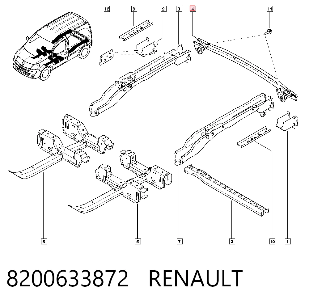 Refuerzo parachoques trasero para Renault Kangoo II KW0, KW1
