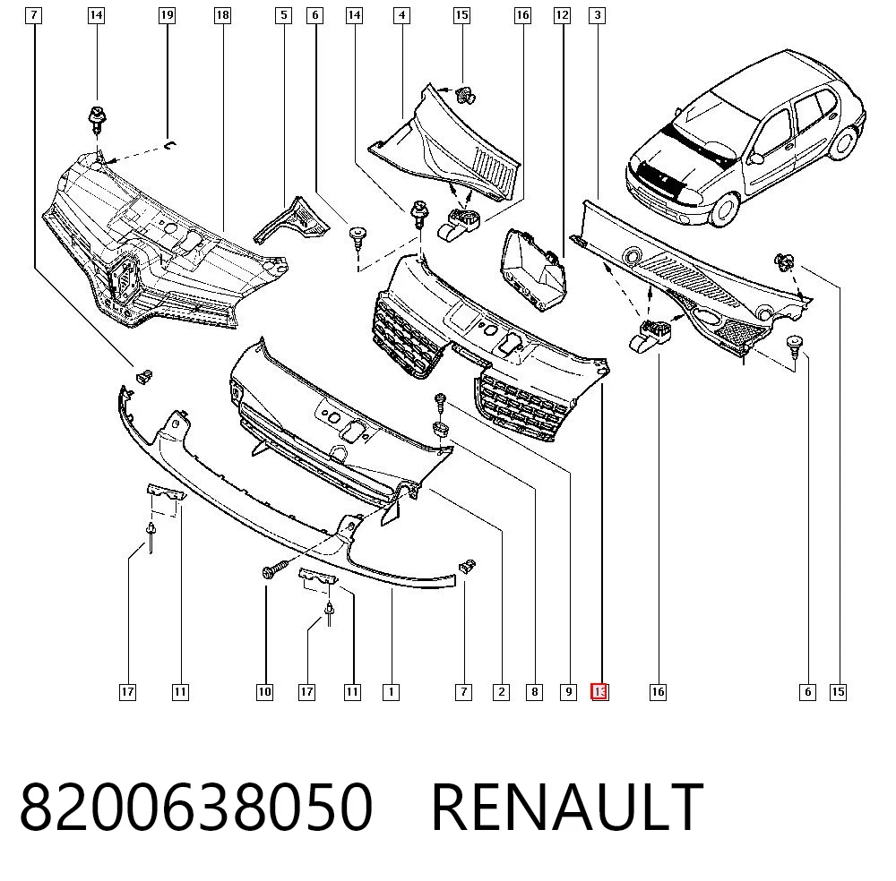 Comprar Parrilla del radiador Renault Clio III BR01, CR01 a bajo precio