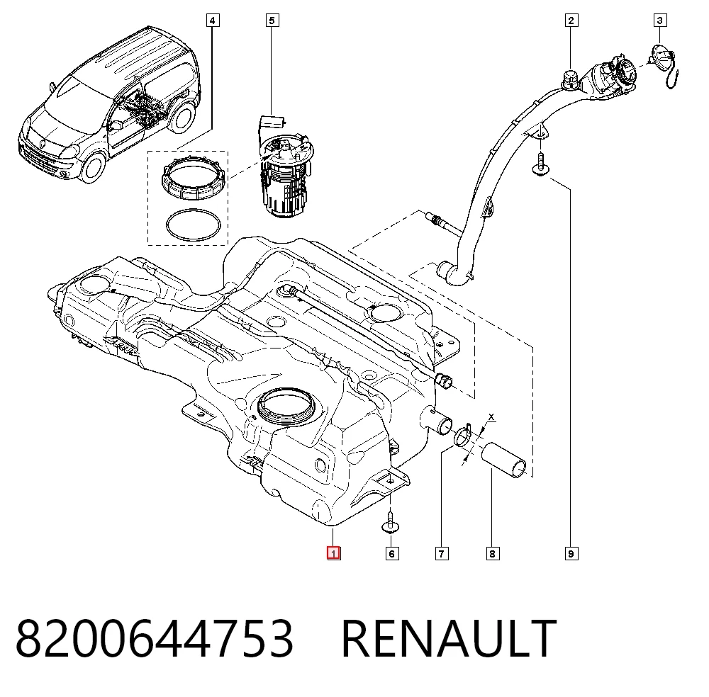 Depósito de combustible 8200644753 RENAULT
