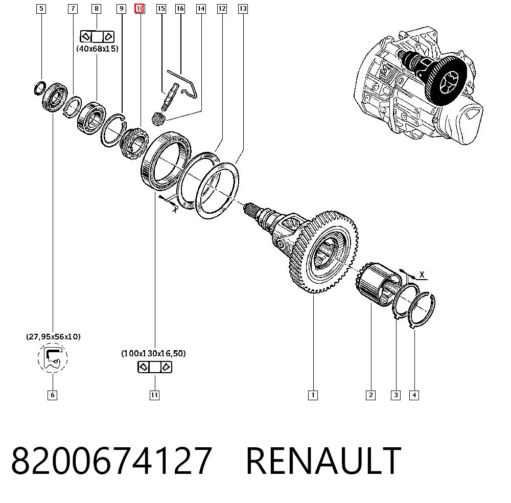 Piñón impulsor del velocímetro 8200674127 RENAULT