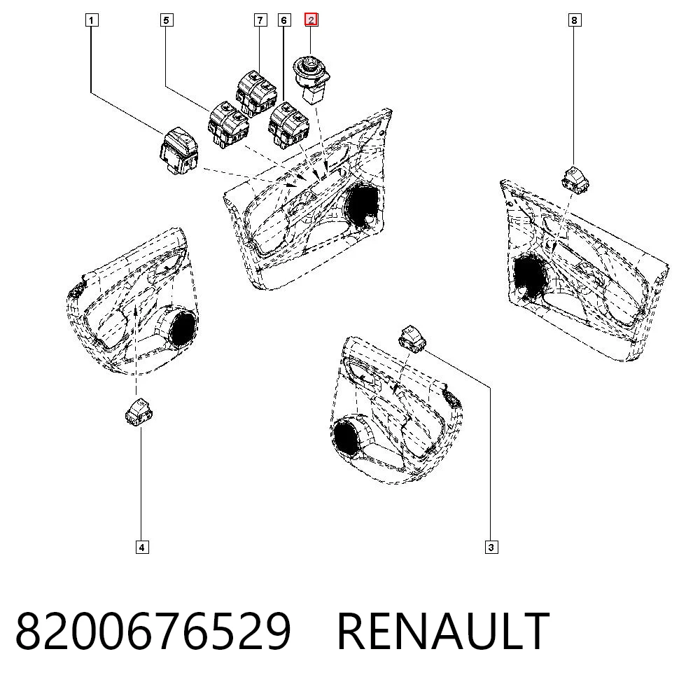 8200676529 Renault (RVI) Módulo de espejos retrovisores en la puerta