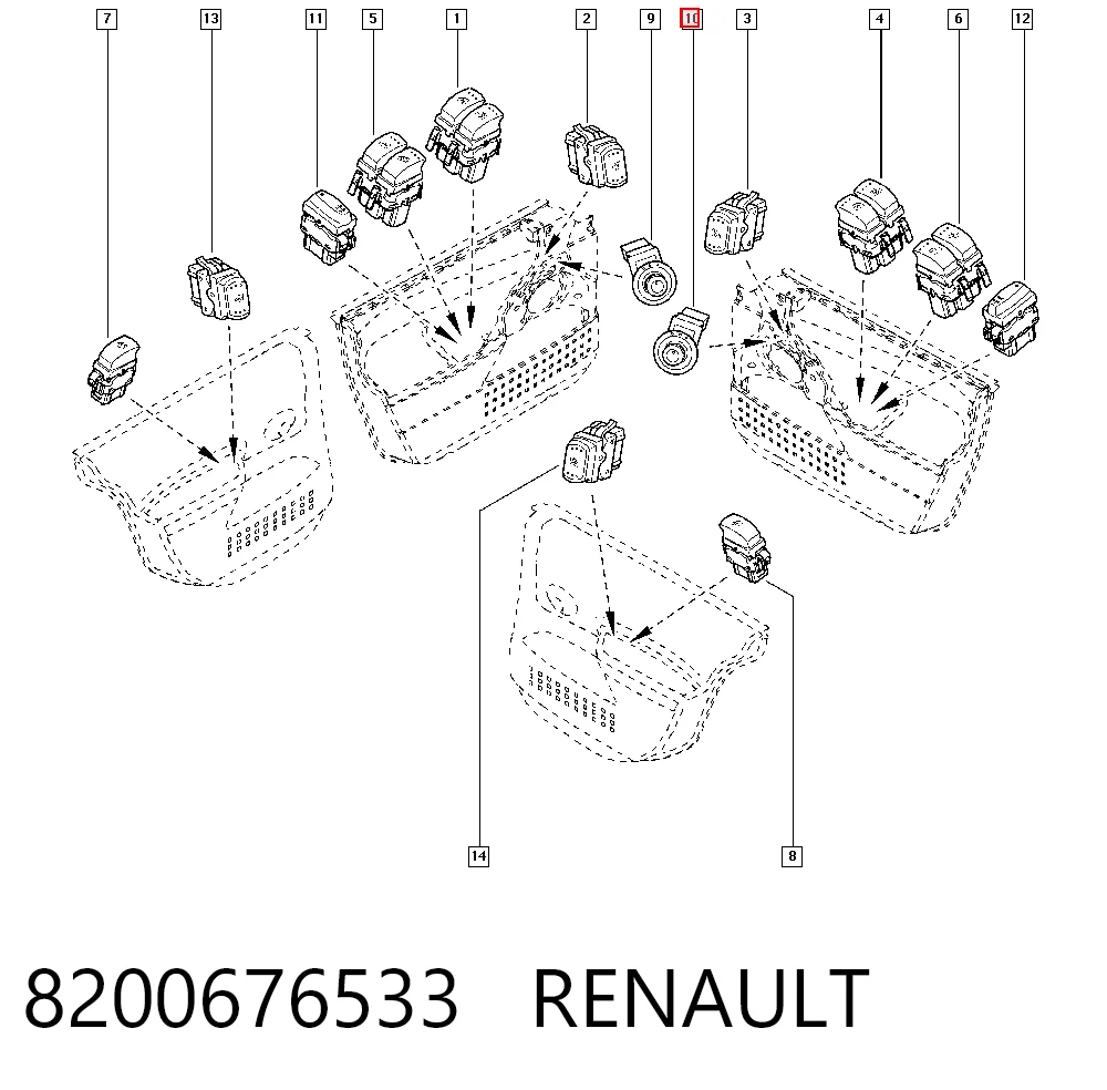 8200676533 Renault (RVI) Módulo de espejos retrovisores en la puerta