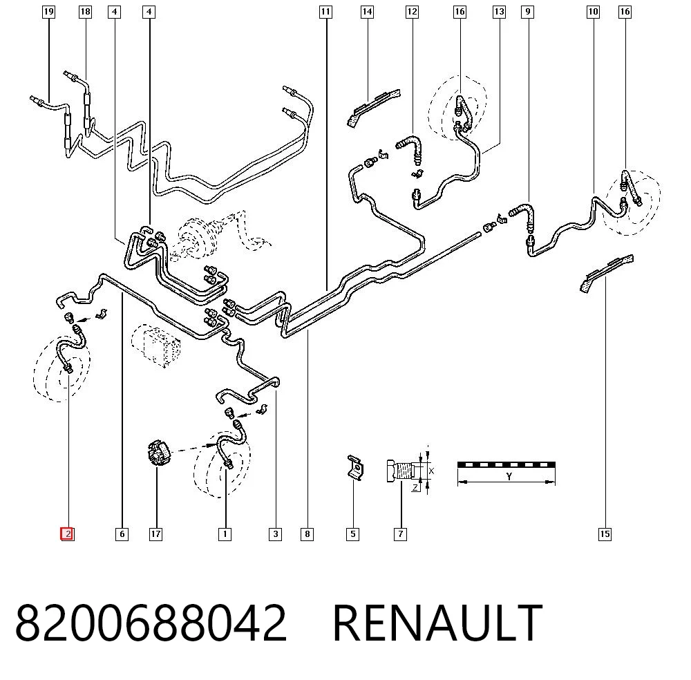 Latiguillo de freno delantero 8200688042 RENAULT