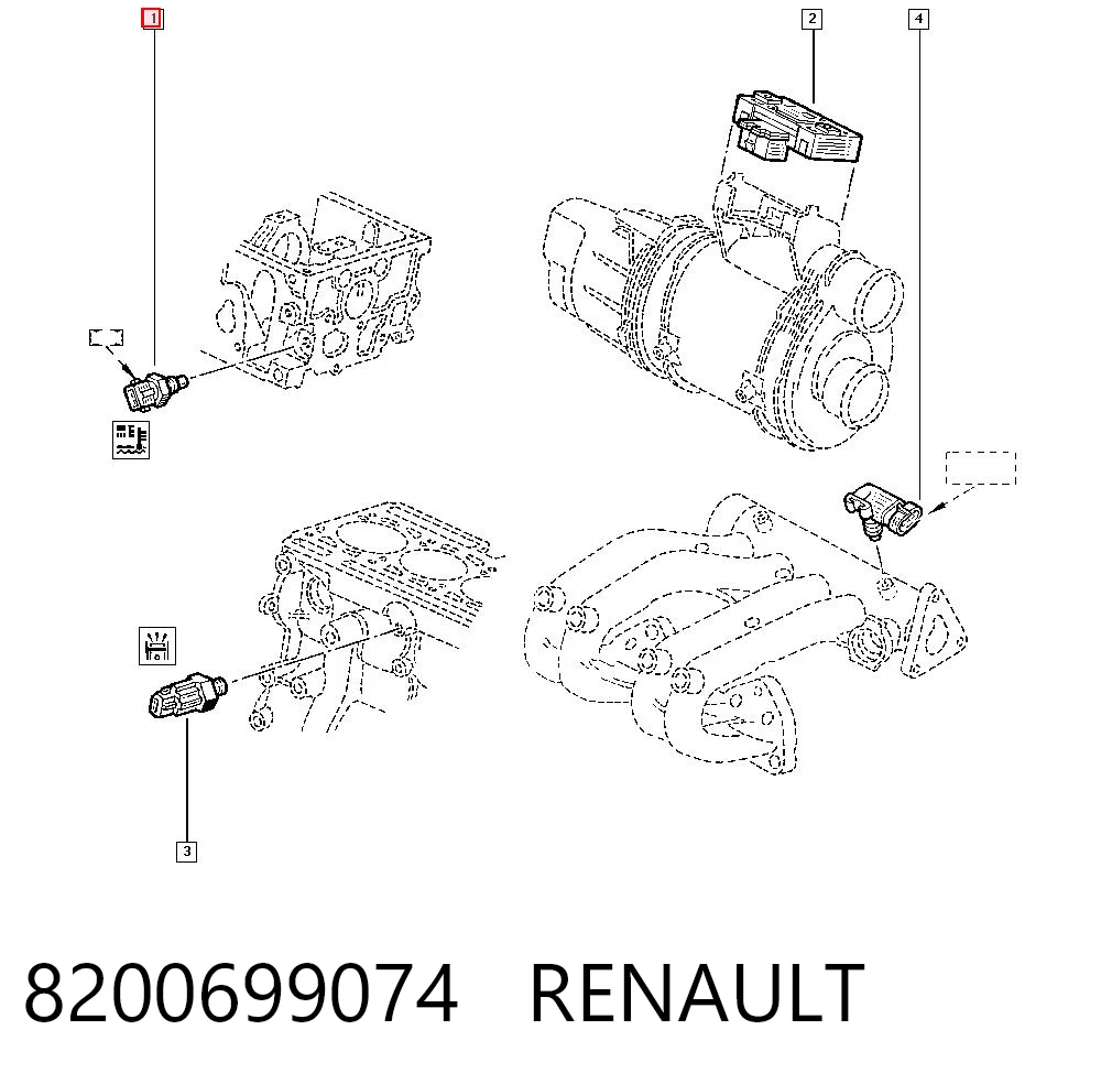 Sensor de temperatura del líquido refrigerante 8200699074 RENAULT