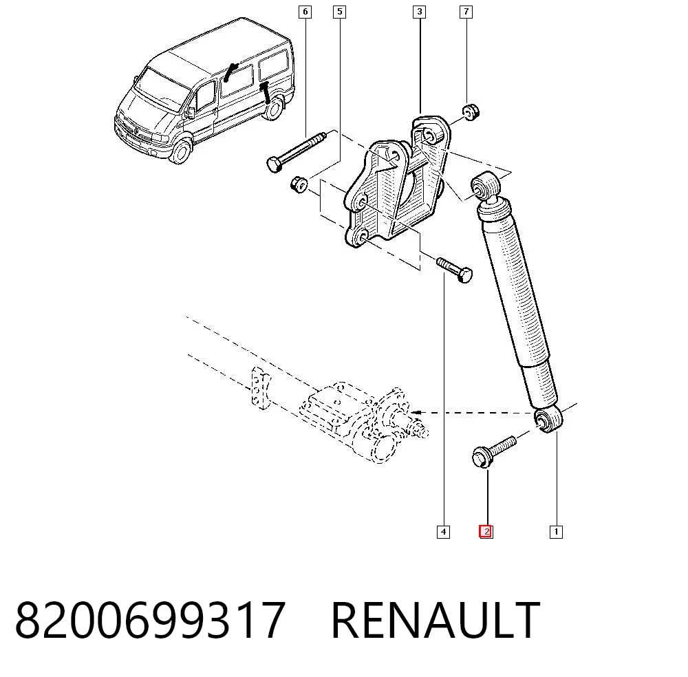 Amortiguador trasero 8200699317 RENAULT