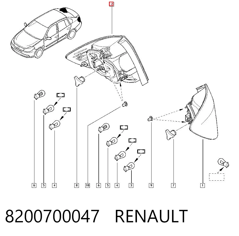 Piloto trasero derecho para Renault Clio LU