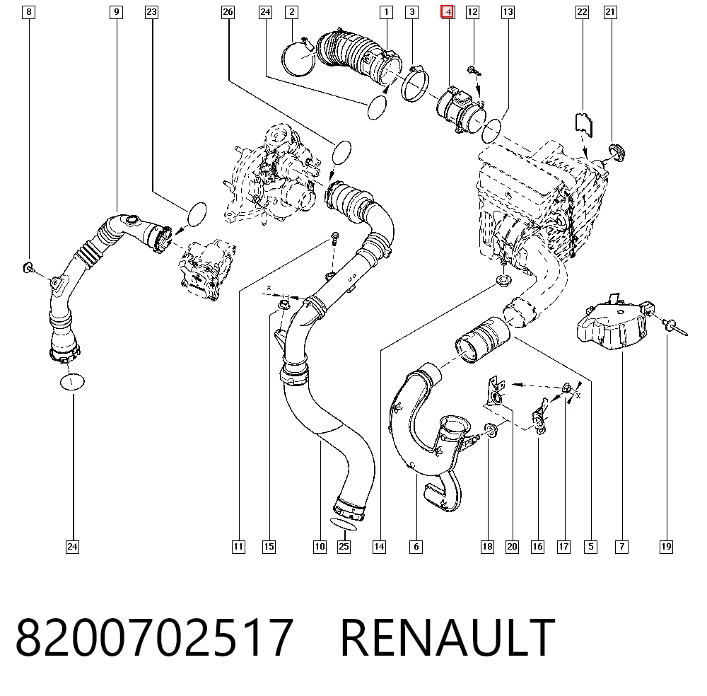 8200702517 Renault (RVI) Sensor de flujo de aire