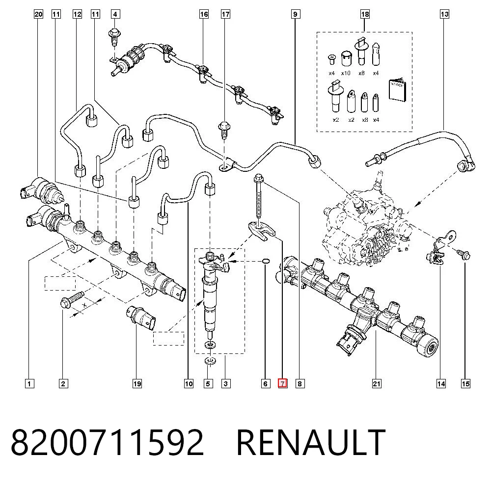 Soporte del inyector 8200711592 RENAULT