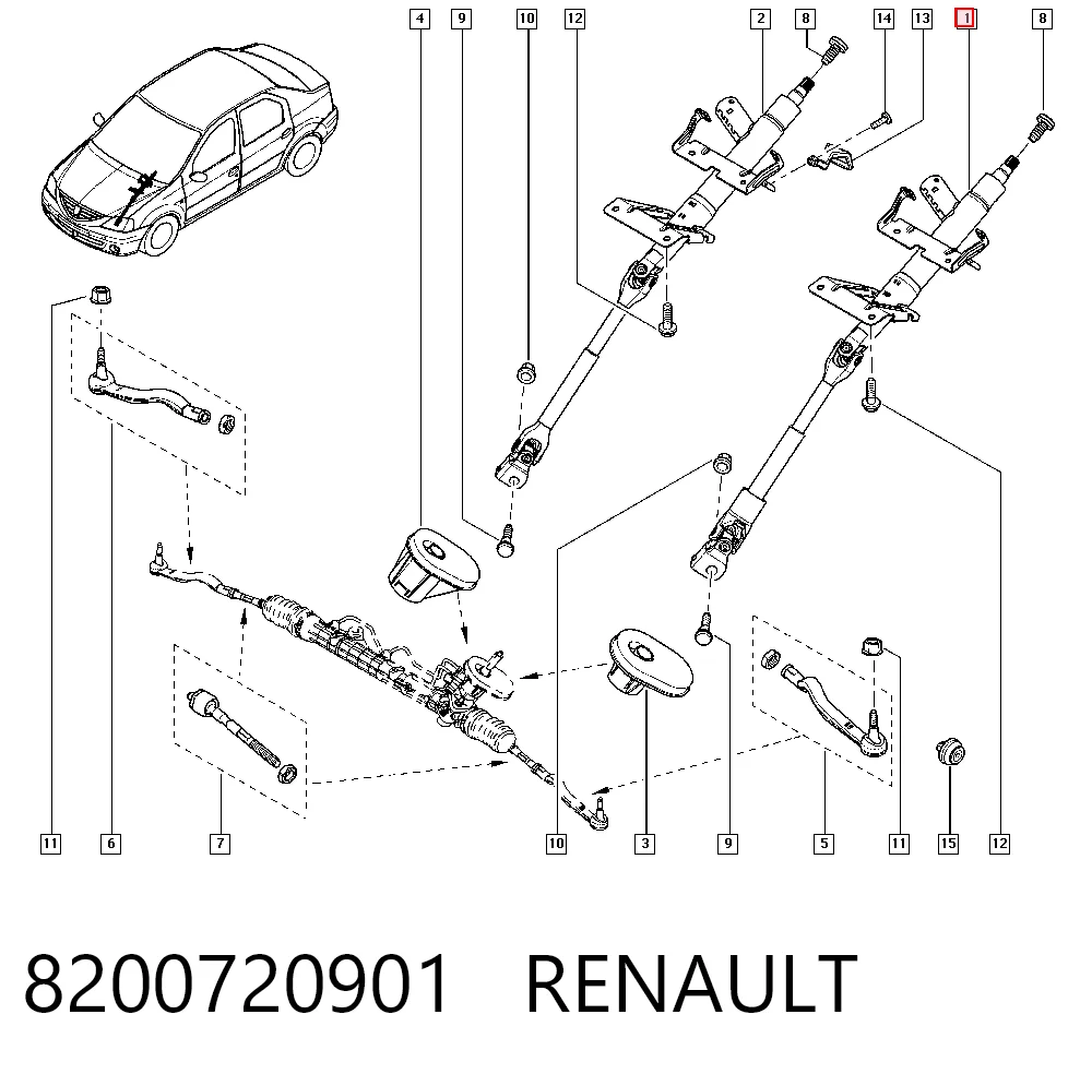Comprar Columna de dirección Dacia Sandero I BS0, 1 a bajo precio