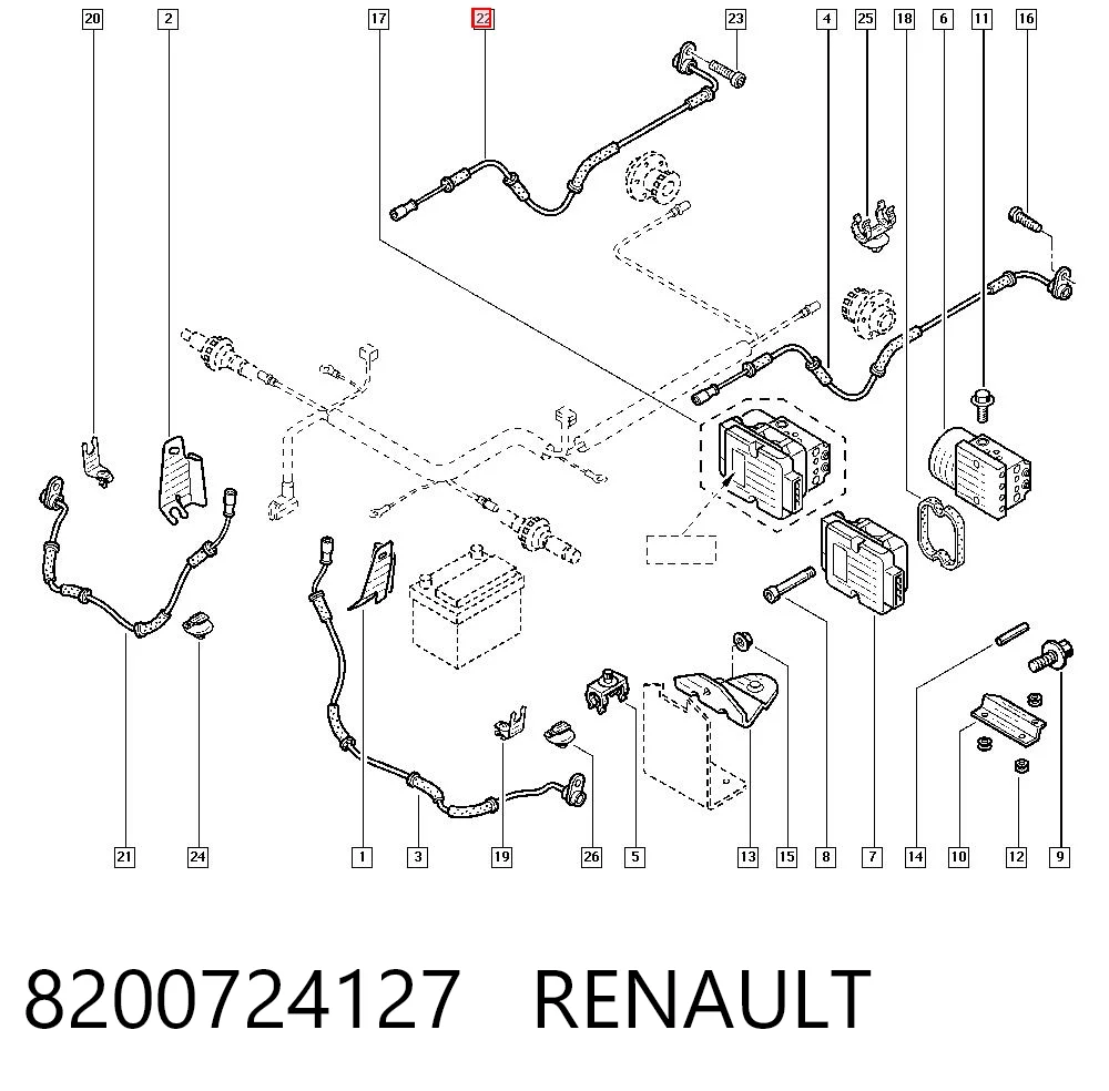 8200724127 Renault (RVI) Sensor de freno, trasero