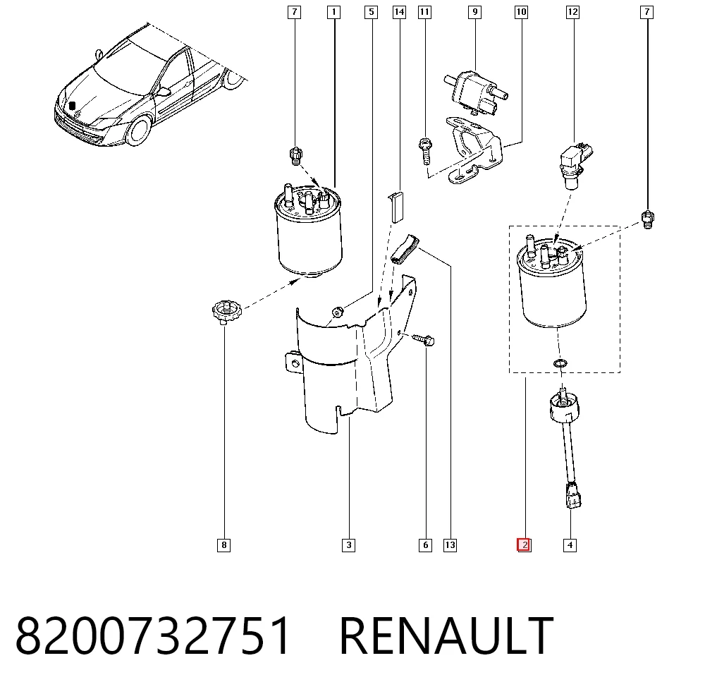 Filtro de combustible 8200732751 RENAULT