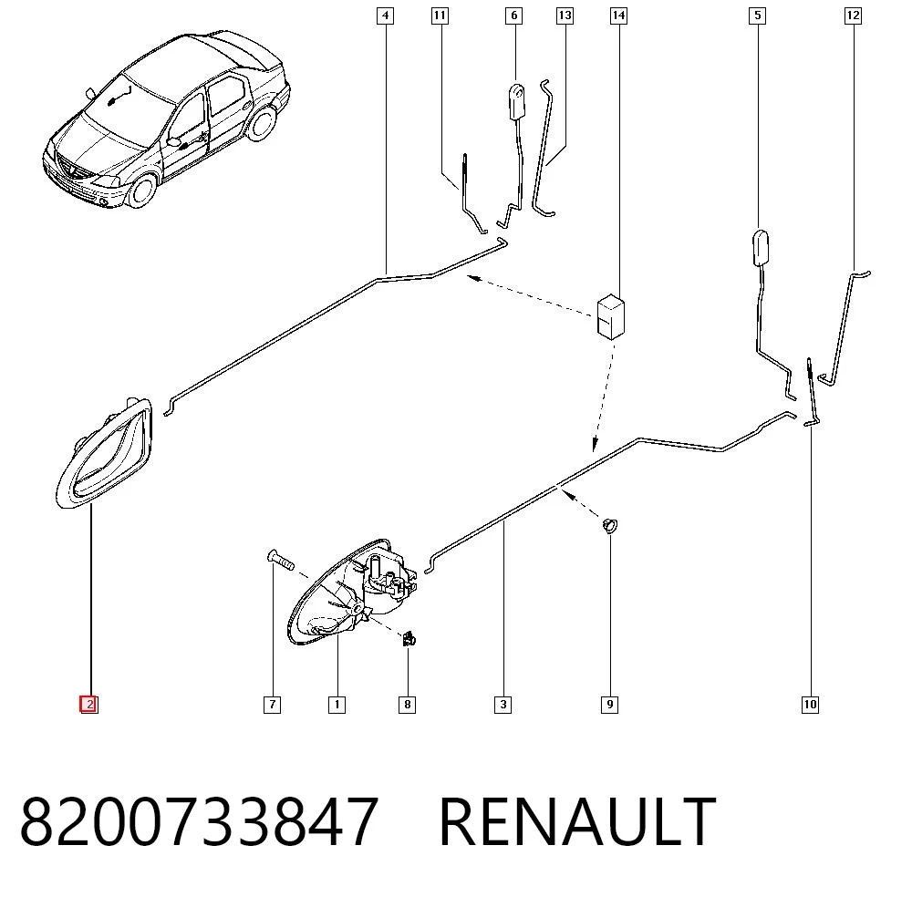 8200733847 Renault (RVI) Manija interior derecha delantera/trasera de puerta