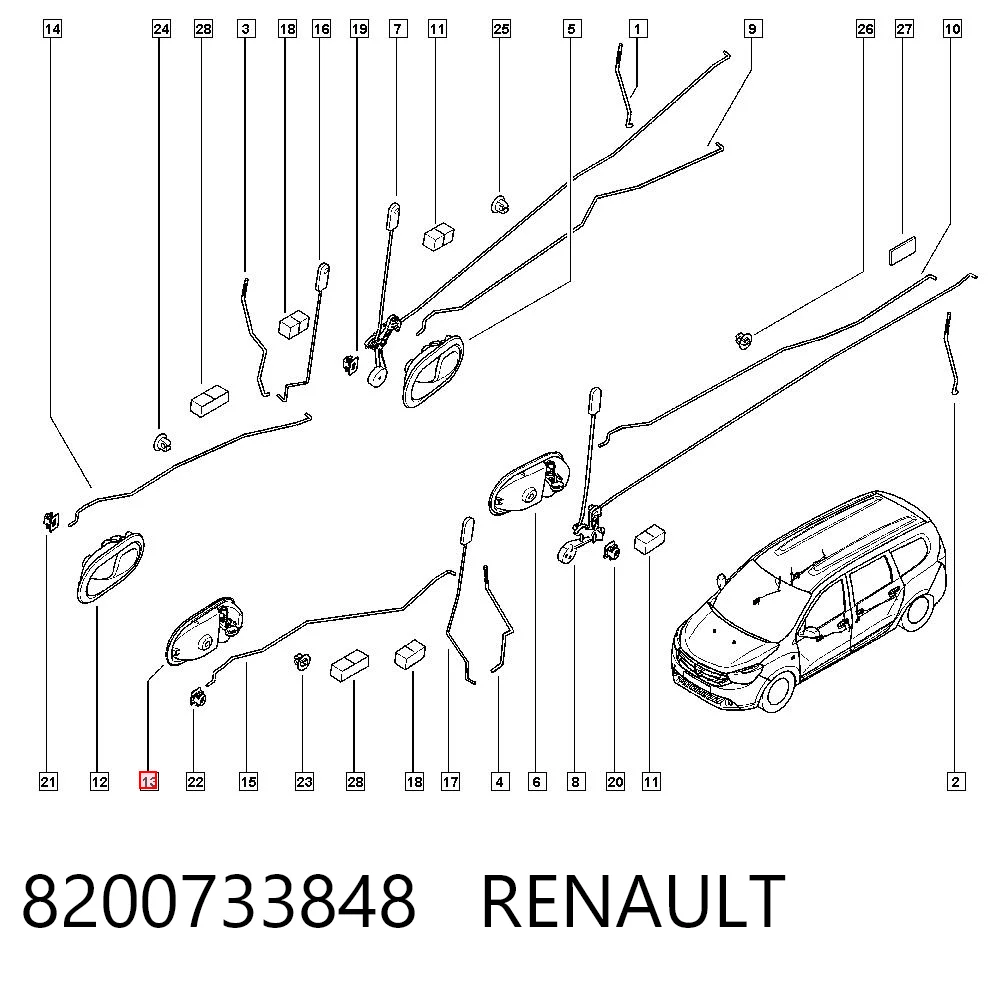 8200733848 Renault (RVI) Manija interior izquierda delantera/trasera de puerta