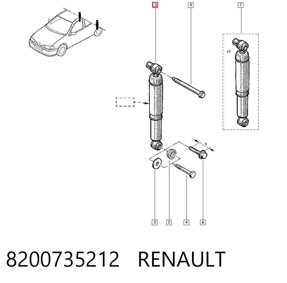 Amortiguador trasero 8200735212 RENAULT