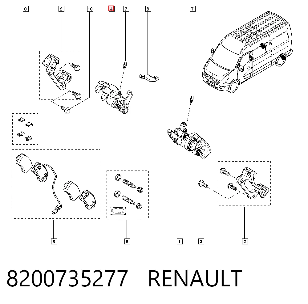 Pinza de freno trasera derecha 8200735277 RENAULT