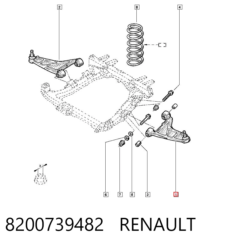 Brazo inferior izquierdo de la suspensión delantera 8200739482 RENAULT