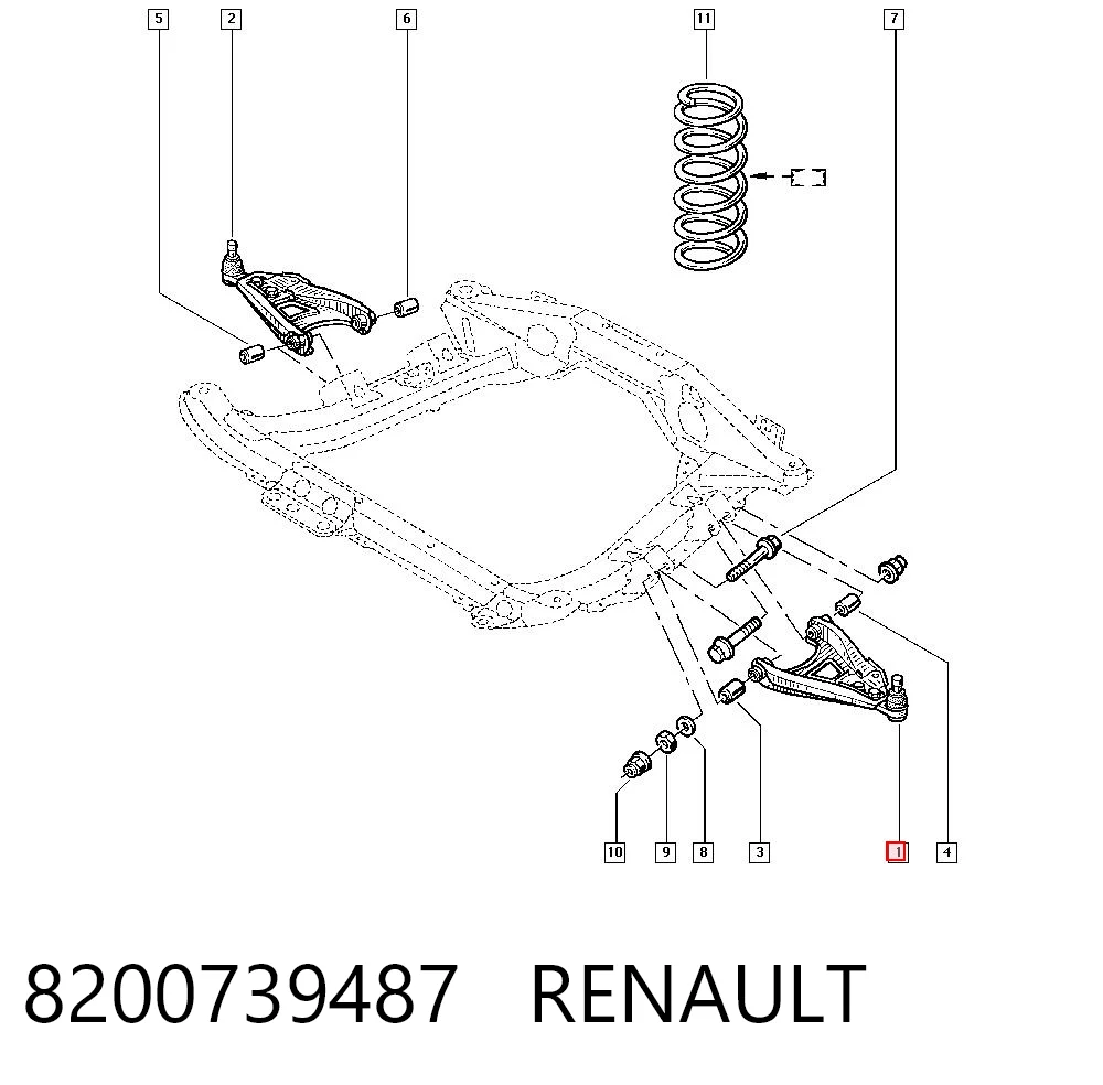 Brazo inferior izquierdo de la suspensión delantera 8200739487 RENAULT