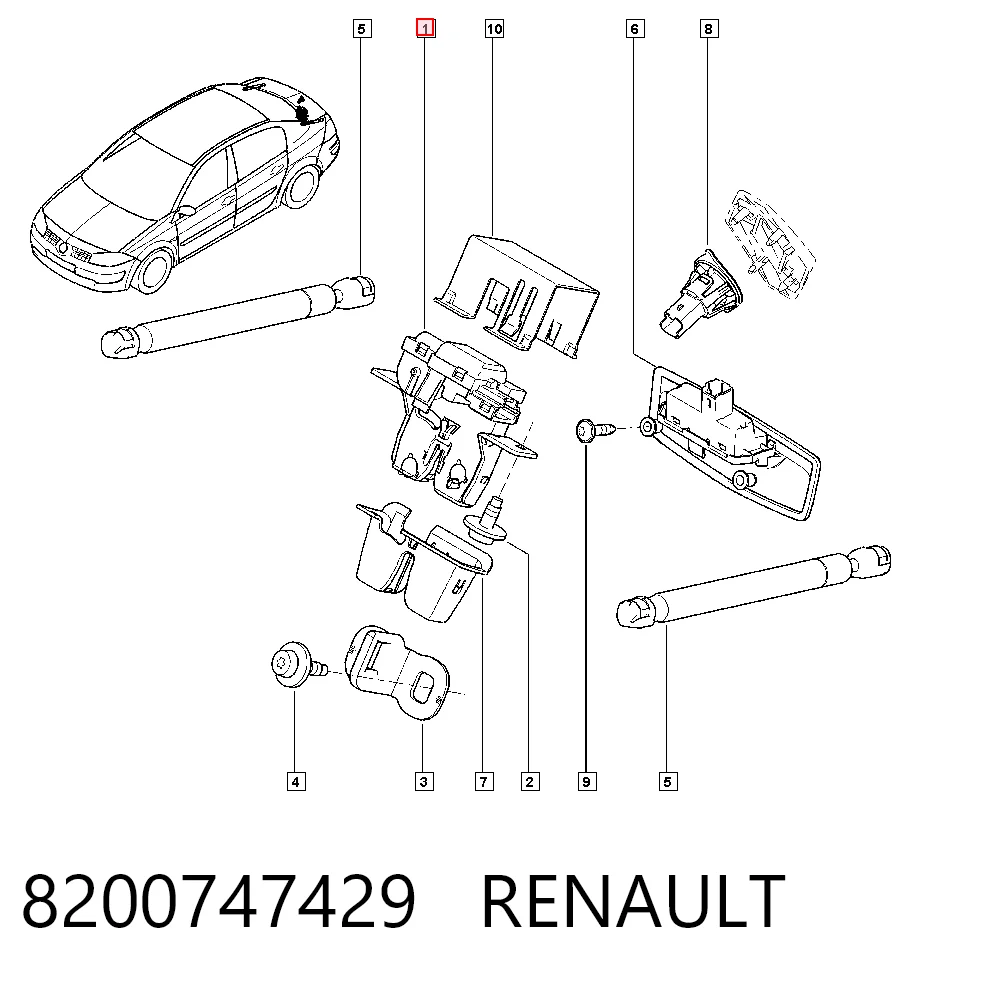 8200747429 Renault (RVI) Cierre del maletero