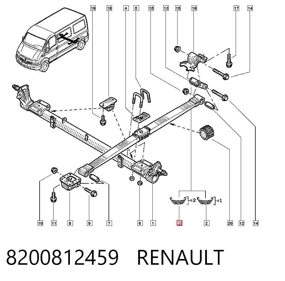 Ballesta trasera 8200812459 RENAULT