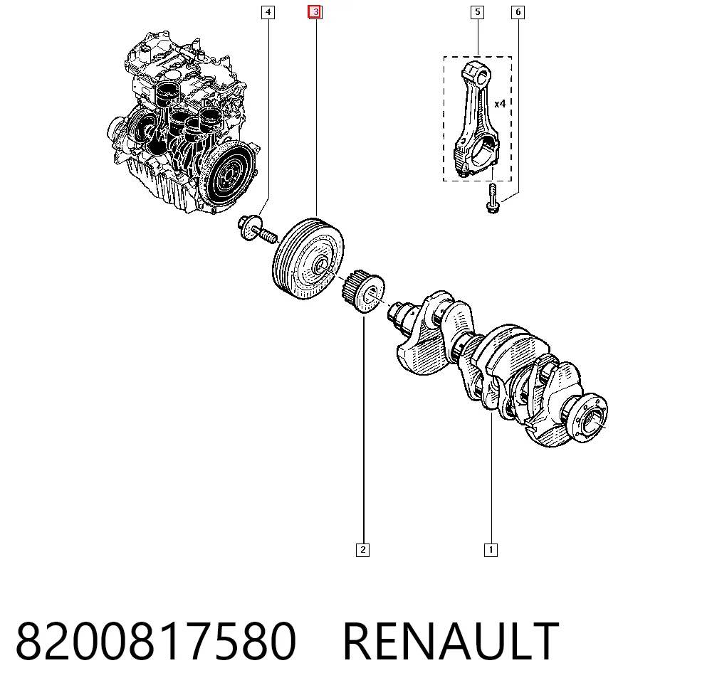Polea del cigüeñal 8200817580 RENAULT