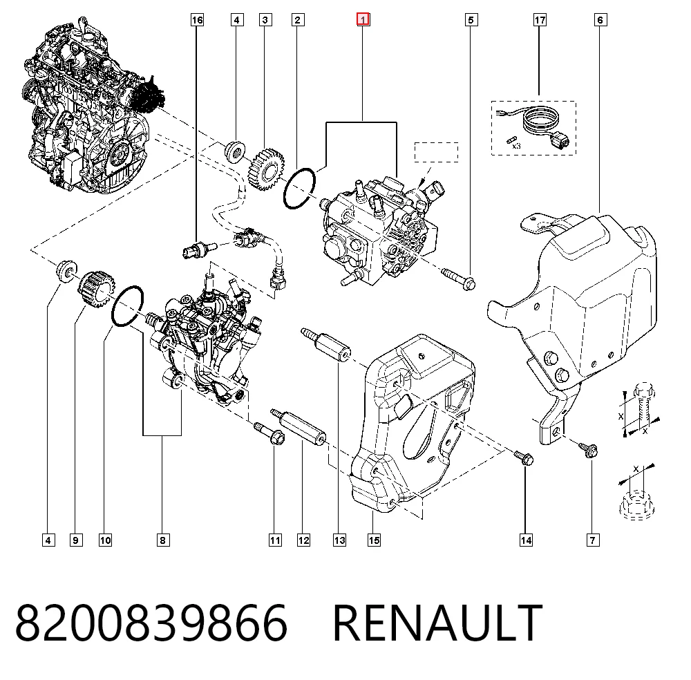 Bomba de alta presión de combustible 8200839866 RENAULT