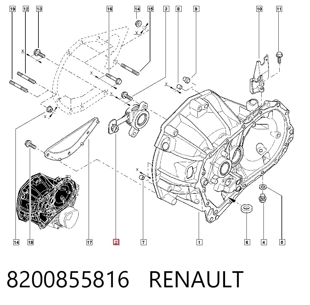 Cilindro esclavo de embrague con rodamiento de empuje 8200855816 RENAULT