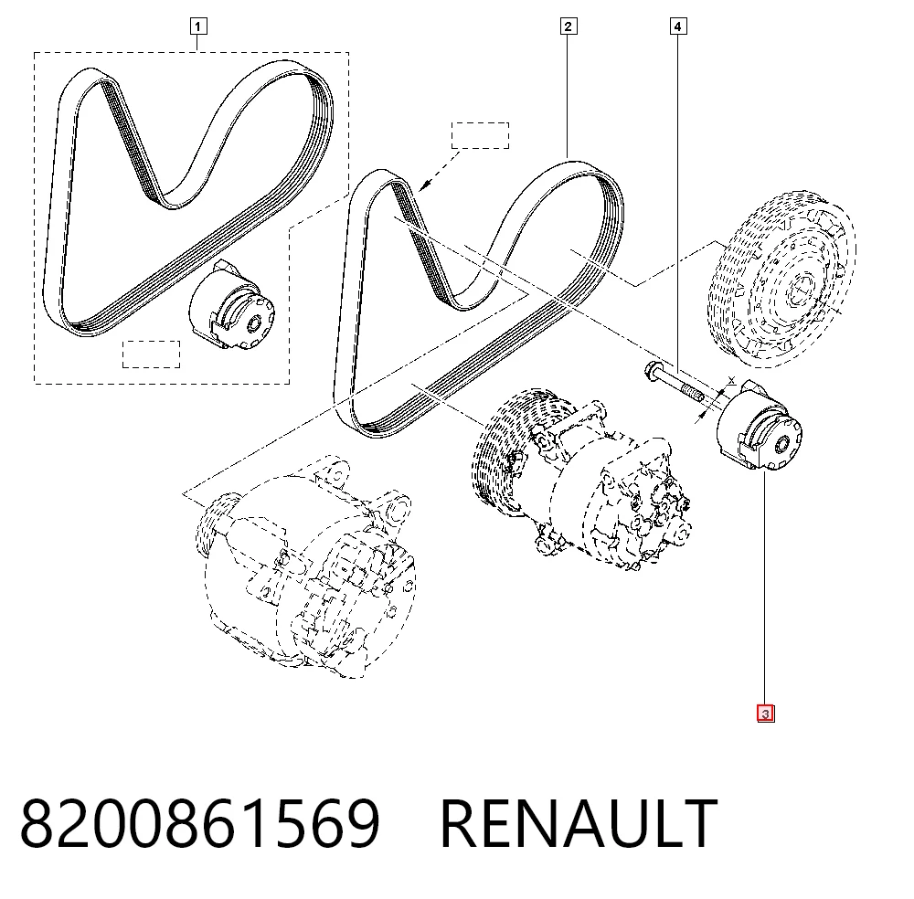 Tensor de la correa trapecial poli v Renault Kangoo monovolumen comprar en España