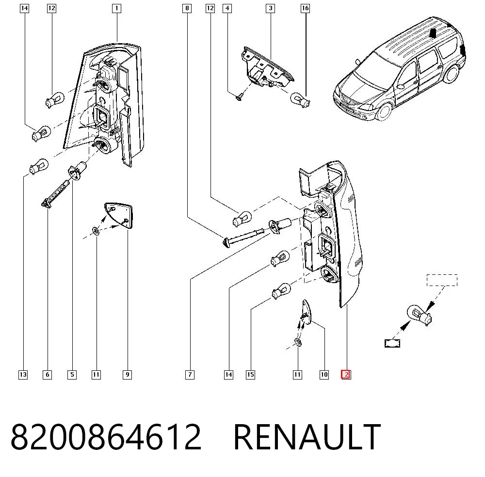 Comprar 8200864612 VAG Piloto trasero izquierdo