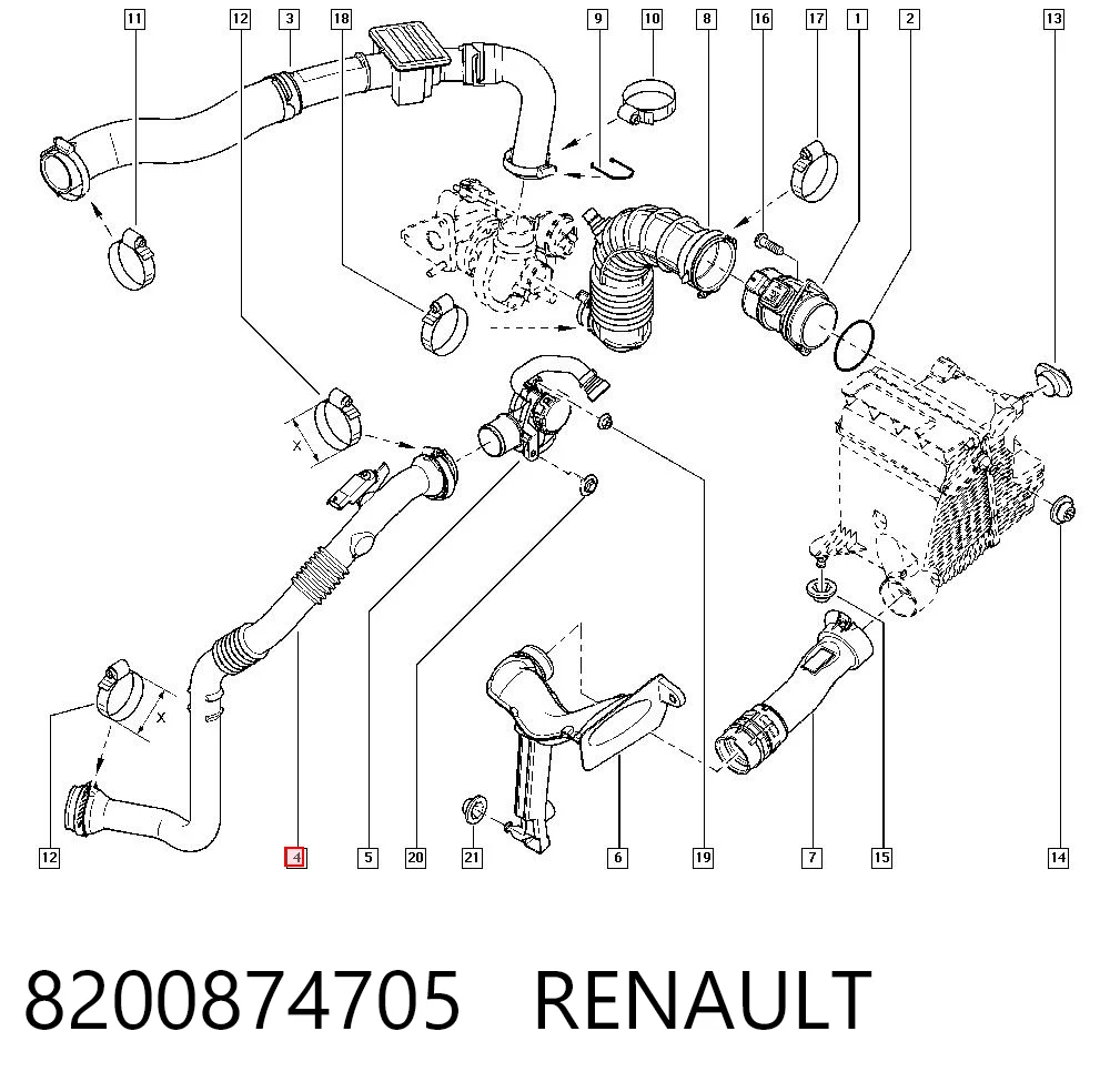 8200874705 Renault (RVI) Manguera del intercooler